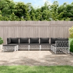 Set Salotto da Giardino 8 pz con Cuscini in Acciaio Bianco