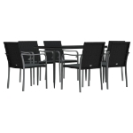 Set Pranzo da Giardino 7 pz con Cuscini in Polyrattan e Acciaio
