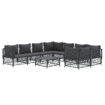 Set Divani da Giardino 9 pz con Cuscini Antracite in Acciaio