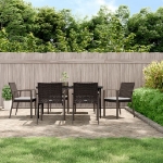 Set Pranzo da Giardino 7 pz con Cuscini in Polyrattan e Acciaio