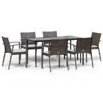 Set Pranzo da Giardino 7 pz con Cuscini in Polyrattan e Acciaio