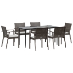 Set Pranzo da Giardino 7 pz con Cuscini in Polyrattan e Acciaio