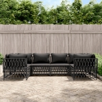 Set Salotto da Giardino 6 pz con Cuscini in Acciaio Antracite