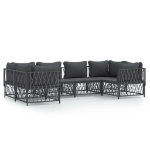Set Salotto da Giardino 6 pz con Cuscini in Acciaio Antracite