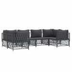 Set Salotto da Giardino 6 pz con Cuscini in Acciaio Antracite