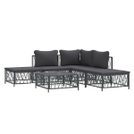 Set Salotto da Giardino 6 pz con Cuscini in Acciaio Antracite