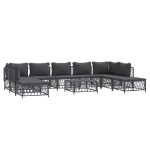 Set Salotto da Giardino 10 pz con Cuscini Antracite in Acciaio