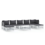 Set Salotto da Giardino 8 pz con Cuscini in Acciaio Bianco