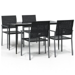 Set da Pranzo da Giardino 5 pz in Polyrattan e Acciaio