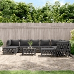 Set Salotto da Giardino 10 pz con Cuscini Antracite in Acciaio