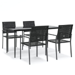 Set da Pranzo da Giardino 5 pz in Polyrattan e Acciaio
