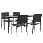 Set da Pranzo da Giardino 5 pz in Polyrattan e Acciaio