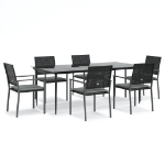 Set Pranzo da Giardino 7 pz con Cuscini in Polyrattan e Acciaio