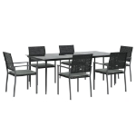 Set Pranzo da Giardino 7 pz con Cuscini in Polyrattan e Acciaio