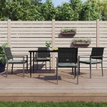 Set Pranzo da Giardino 5pz con Cuscini in Polyrattan e Acciaio