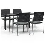 Set Pranzo da Giardino 5pz con Cuscini in Polyrattan e Acciaio