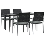 Set Pranzo da Giardino 5pz con Cuscini in Polyrattan e Acciaio