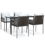 Set Pranzo da Giardino 5pz con Cuscini in Polyrattan e Acciaio
