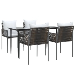 Set Pranzo da Giardino 5pz con Cuscini in Polyrattan e Acciaio