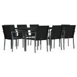 Set Pranzo da Giardino 9 pz con Cuscini in Polyrattan e Acciaio