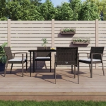 Set Pranzo da Giardino 5pz con Cuscini in Polyrattan e Acciaio
