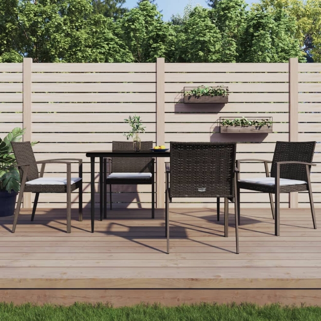 Set Pranzo da Giardino 5pz con Cuscini in Polyrattan e Acciaio
