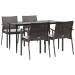 Set Pranzo da Giardino 5pz con Cuscini in Polyrattan e Acciaio