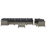 Set Divani da Giardino 9 pz con Cuscini in Polyrattan Grigio