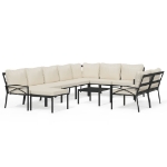 Set Salotto da Giardino 11pz con Cuscini Sabbia in Acciaio