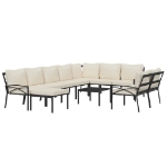 Set Salotto da Giardino 11pz con Cuscini Sabbia in Acciaio
