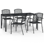 Set da Pranzo da Giardino 5 pz in Acciaio Antracite