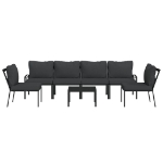 Set Salotto da Giardino 7pz con Cuscini Grigi in Acciaio