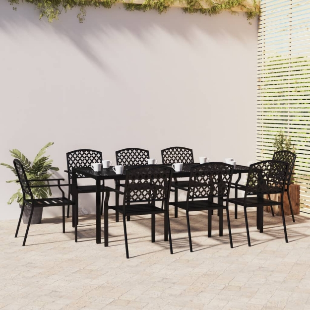 Set da Pranzo da Giardino 9 pz in Acciaio Antracite