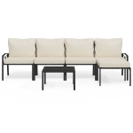 Set Salotto da Giardino 6pz con Cuscini Sabbia in Acciaio
