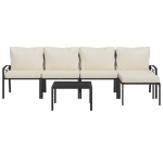 Set Salotto da Giardino 6pz con Cuscini Sabbia in Acciaio