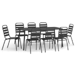 Set da Pranzo da Giardino 9 pz in Acciaio Antracite