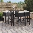 Set Bar da Giardino 7 pz con Cuscini in Polyrattan Nero