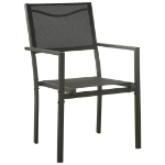 Set da Pranzo da Giardino 7 pz Nero in Acciaio e Textilene