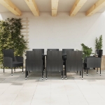 Set da Pranzo da Giardino 9 pz Nero in Polyrattan e Acciaio
