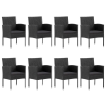 Set da Pranzo da Giardino 9 pz Nero in Polyrattan e Acciaio
