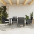 Set da Pranzo da Giardino 5 pz Nero in Polyrattan e Acciaio