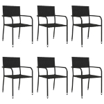 Set da Pranzo da Giardino 7 pz Nero in Polyrattan e Acciaio