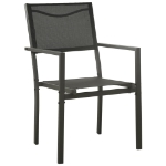 Set da Pranzo da Giardino 7 pz Nero in Acciaio e Textilene
