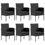 Set da Pranzo da Giardino 7 pz Nero in Polyrattan e Acciaio