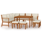Set da Pranzo Giardino 11 pz con Cuscini Legno Massello Acacia