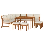 Set da Pranzo Giardino 11 pz con Cuscini Legno Massello Acacia