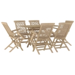 Set da Pranzo da Giardino 7 pz Grigio in Legno Massello di Teak
