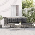 Set Divani da Giardino 5 pz con Cuscini in Polyrattan Grigio
