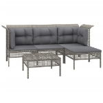 Set Divani da Giardino 5 pz con Cuscini in Polyrattan Grigio