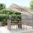 Set Bar Giardino 7pz Grigio Polyrattan e Legno Massello Acacia